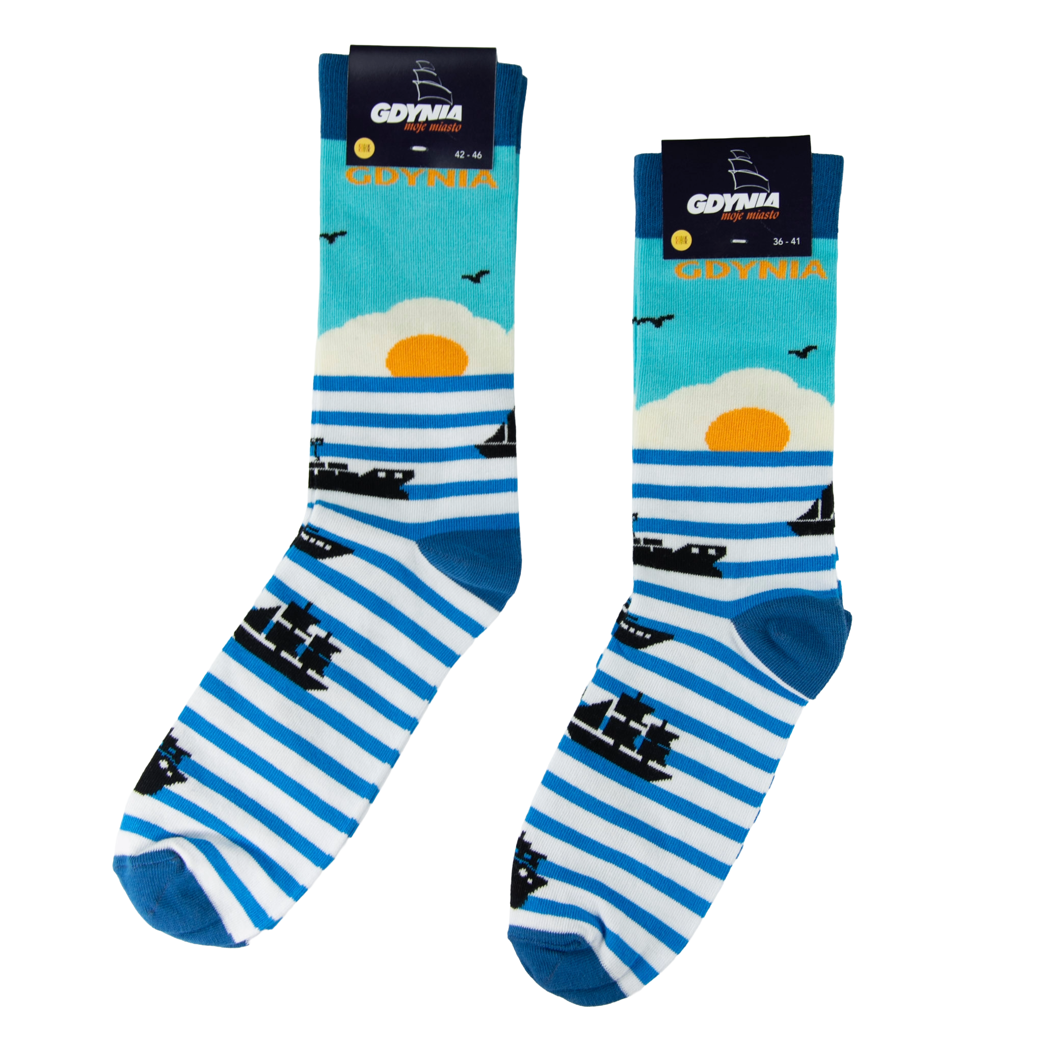 skarpetki bawełniane gdyńskie morze i zachód słońca